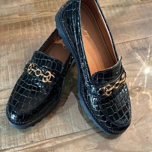 Sam Edelman Black and gold alligator loafers, Excellent condition
